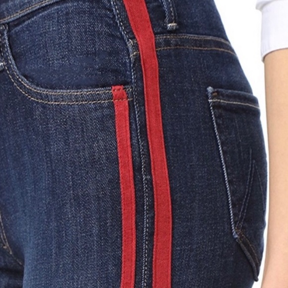 Mother: The Insider Crop Step Fray Jeans with Red Stripe - Picture 2 of 4